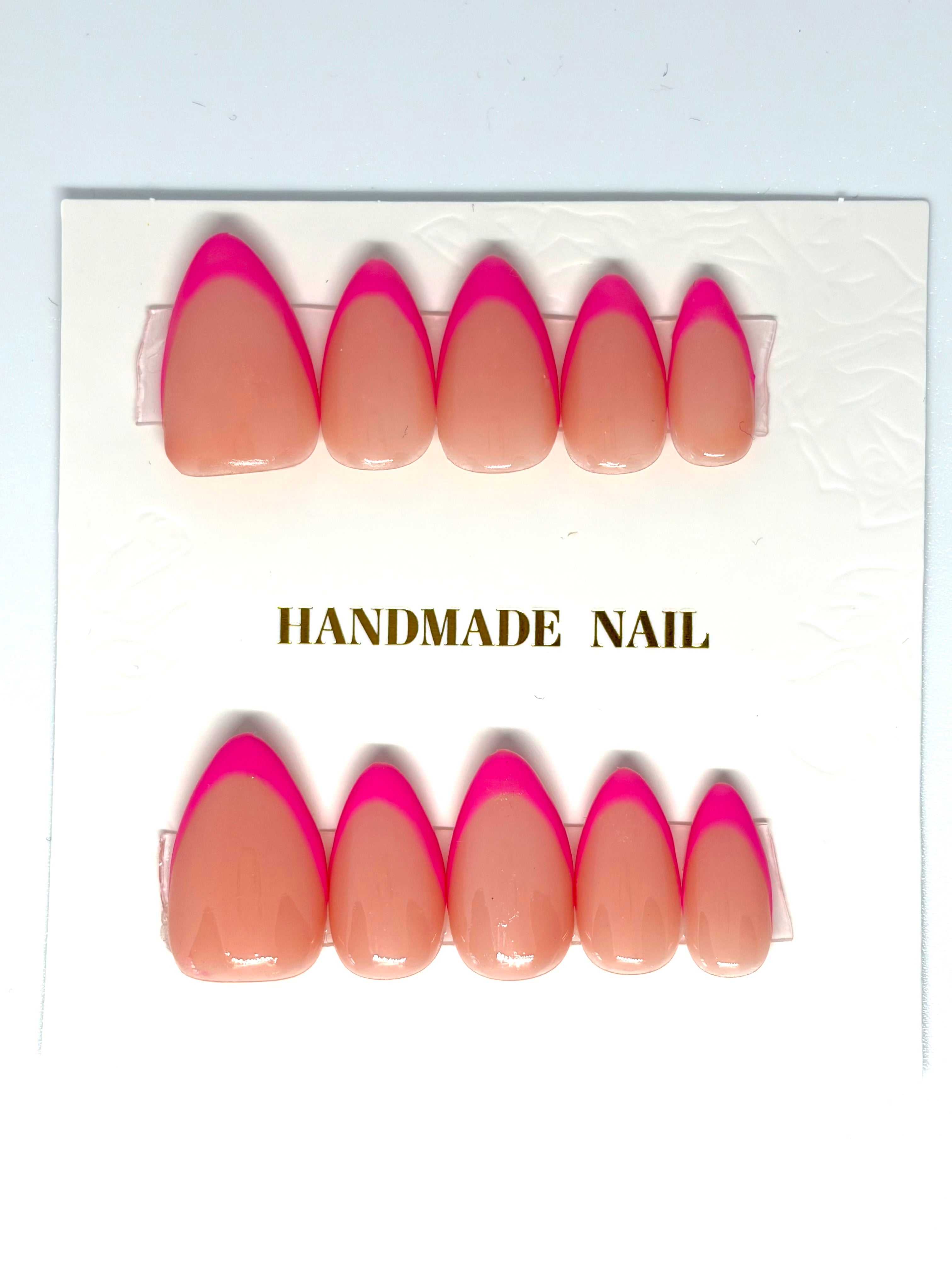 Neon Pink French Press-ons (Almond)