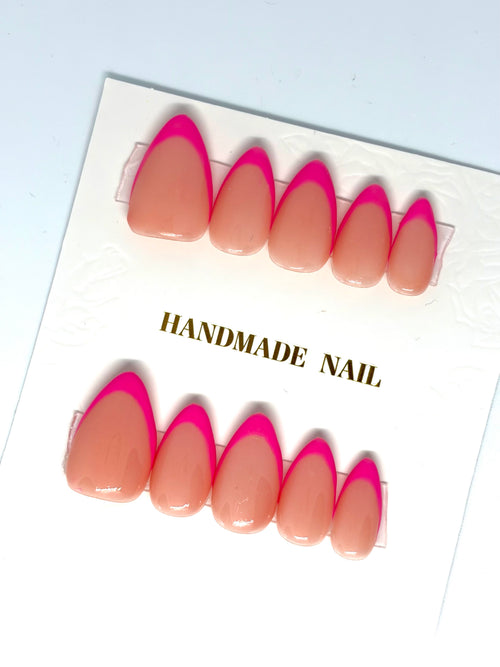 Neon Pink French Press-ons (Almond)